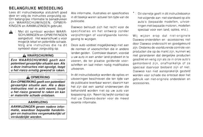 1997-2002 Daewoo Leganza Gebruikershandleiding | Nederlands