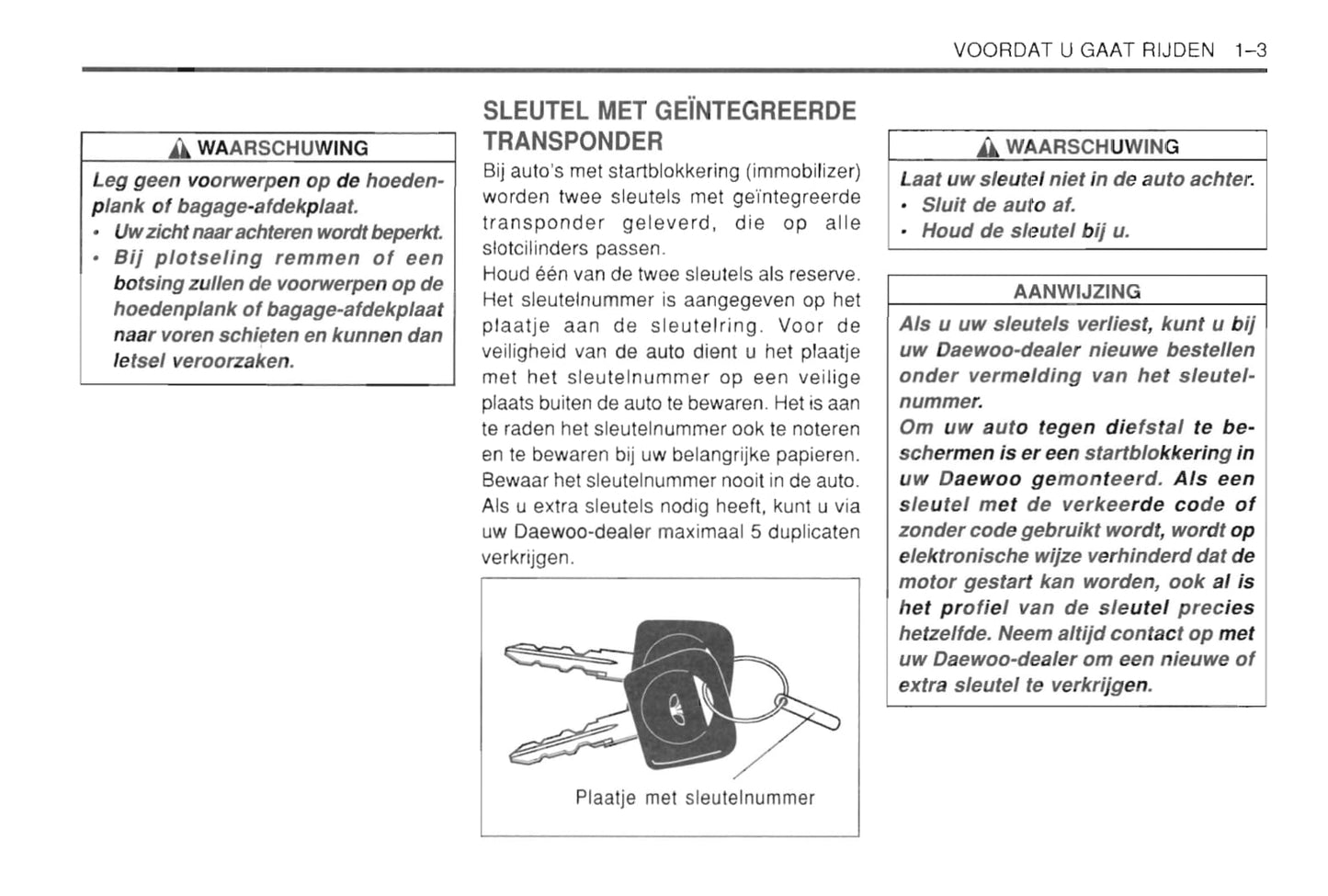 1997-2002 Daewoo Leganza Gebruikershandleiding | Nederlands