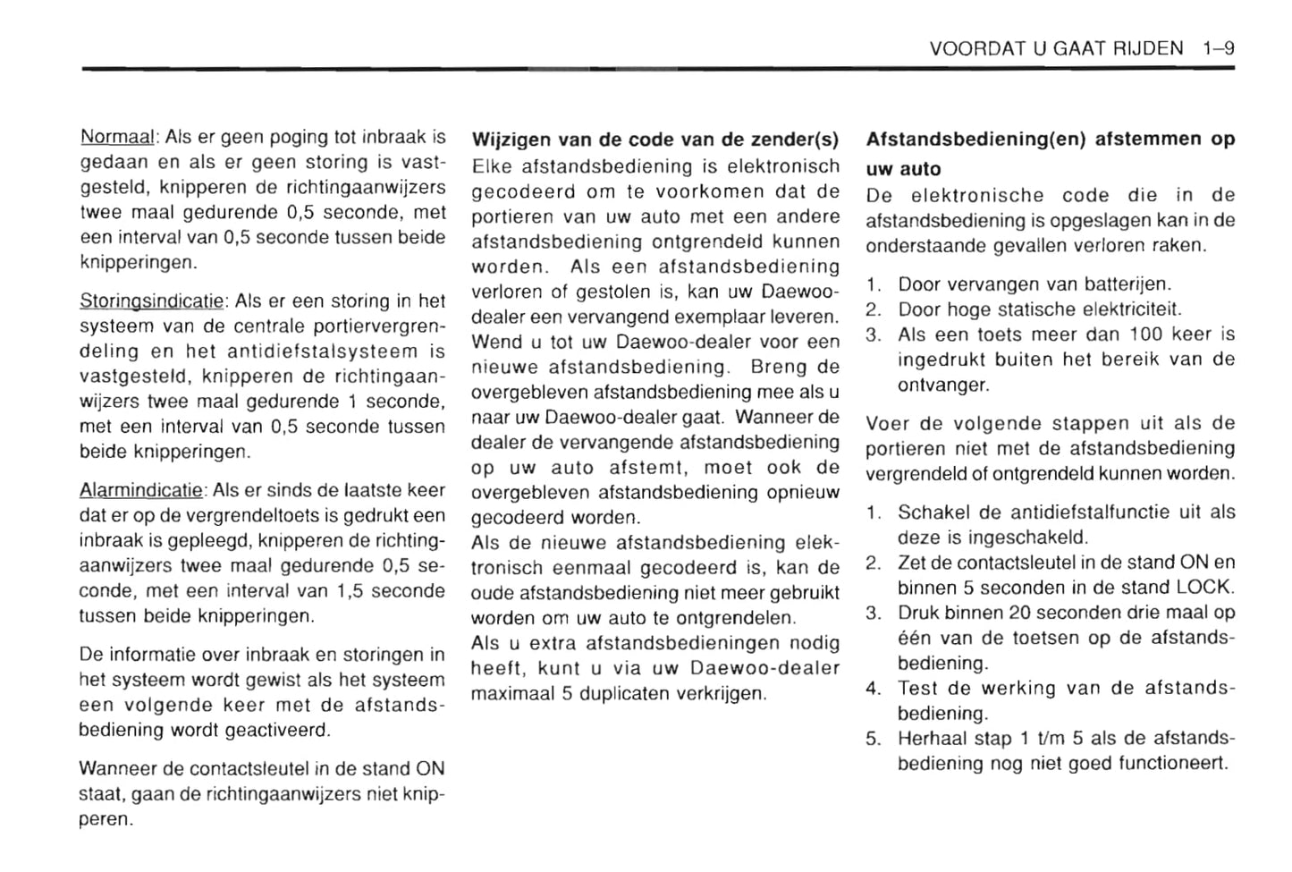 1997-2002 Daewoo Leganza Gebruikershandleiding | Nederlands