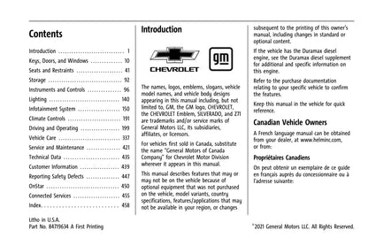 2022 Chevrolet Silverado 1500 Owner's Manual | English