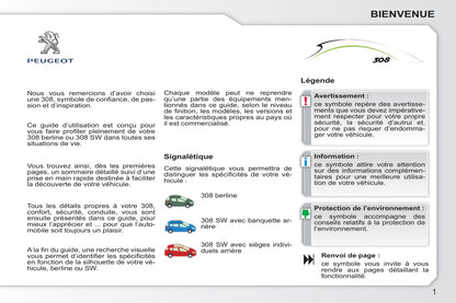 2010-2011 Peugeot 308 Owner's Manual | French