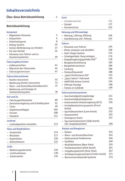 2016-2020 Volkswagen Tiguan Owner's Manual | German