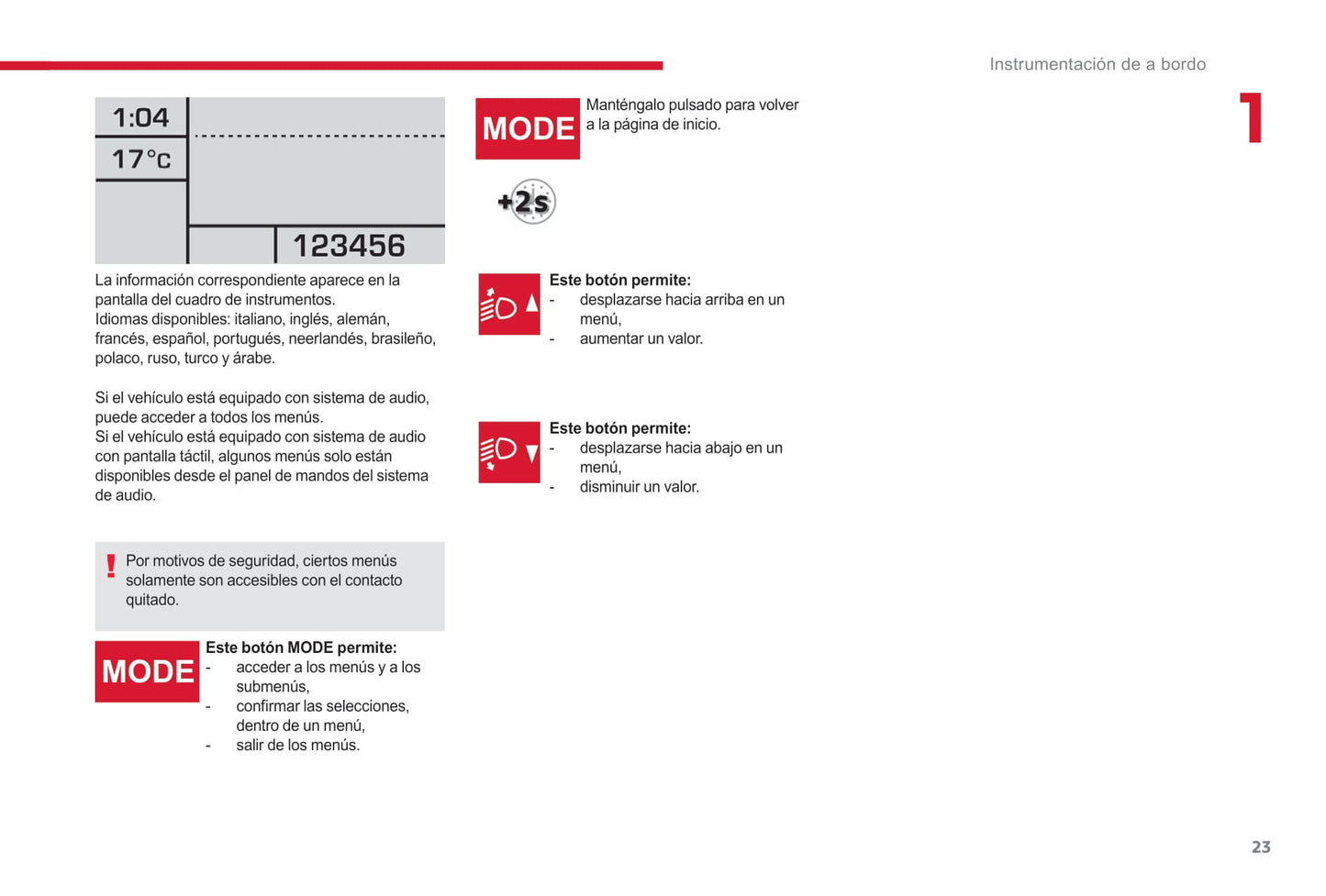 2017-2019 Citroën Jumper/Relay Owner's Manual | Spanish