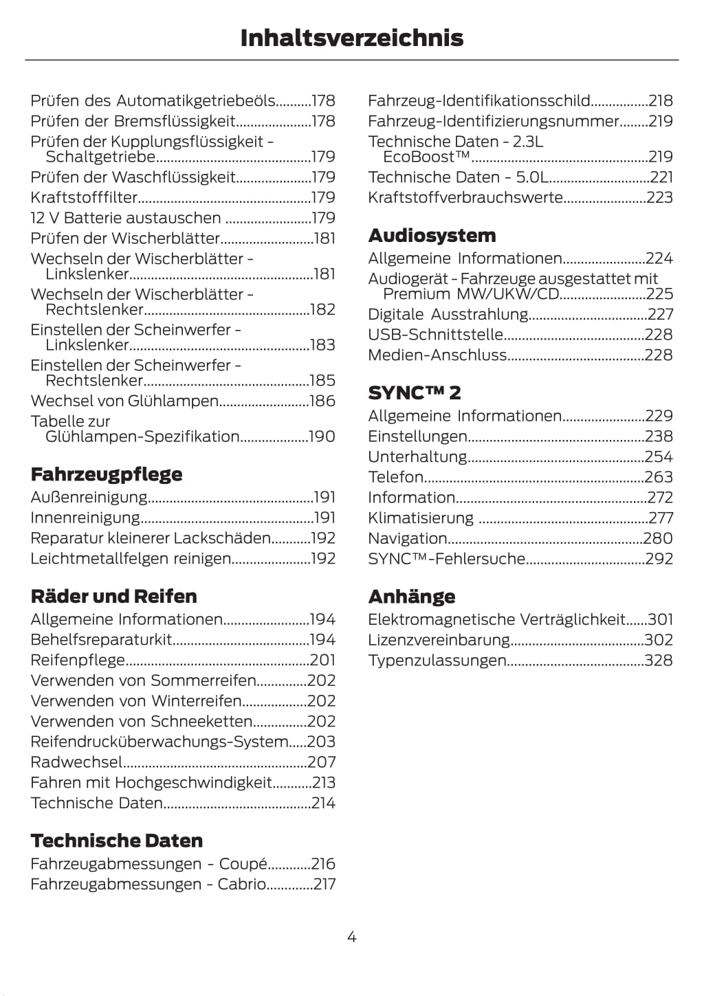 2015-2016 Ford Mustang Owner's Manual | German