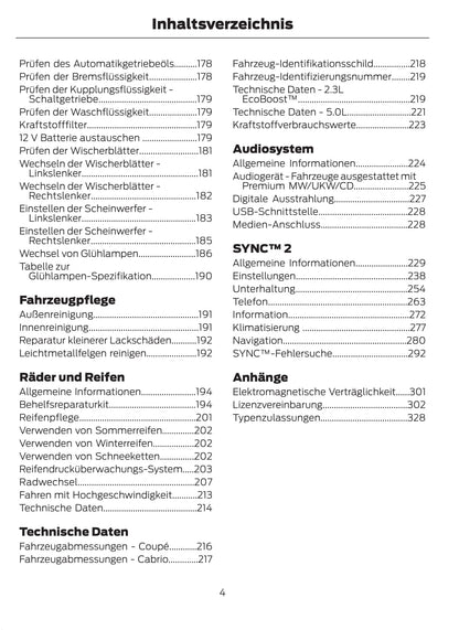 2015-2016 Ford Mustang Owner's Manual | German