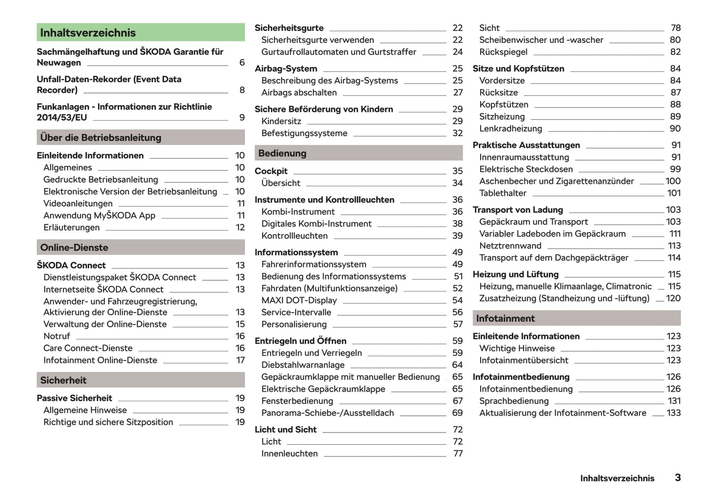 2017-2018 Skoda Octavia Owner's Manual | German