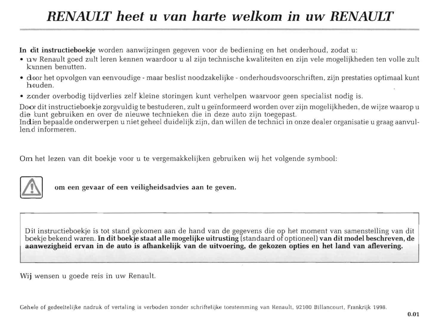 1998-1999 Renault Clio Owner's Manual | Dutch