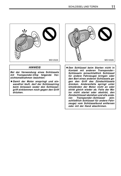 2011-2012 Toyota Aygo Owner's Manual | German