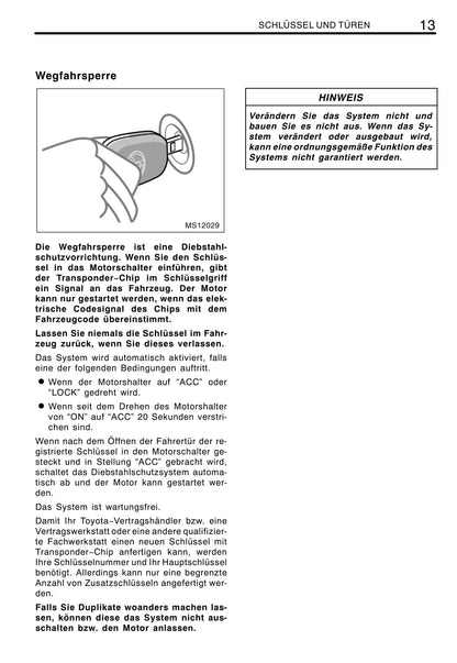 2011-2012 Toyota Aygo Owner's Manual | German