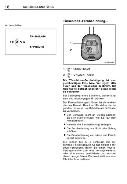 2011-2012 Toyota Aygo Owner's Manual | German