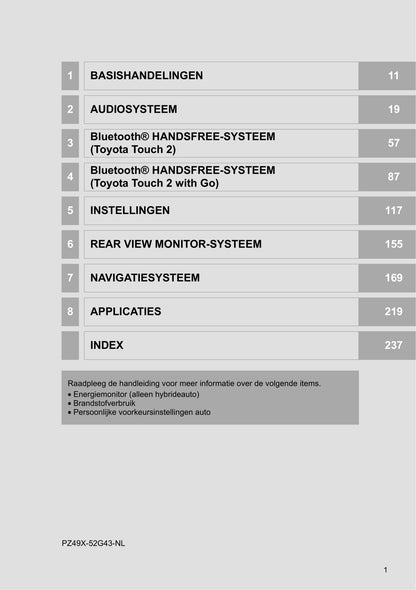 Toyota Touch 2 Multimedia & Navigatiesysteem Handleiding 2019