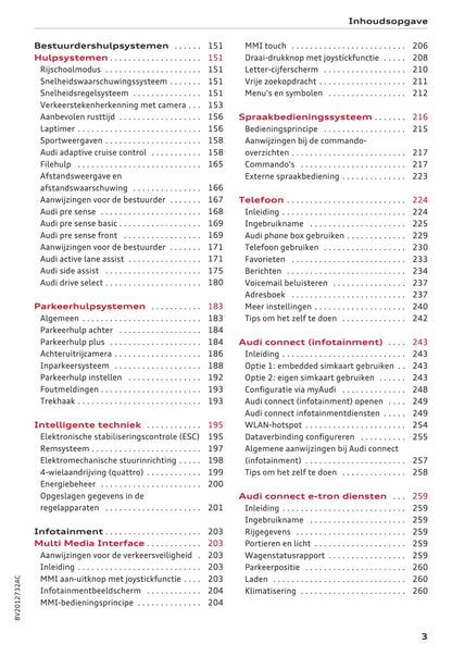 2016-2017 Audi A3/A3 Cabriolet/A3 Limousine/A3 Sportback/A3 Sportback e-tron/A3 Sportback g-tron/S3/S3 Cabriolet/S3 Limousine/S3 Sportback Owner's Manual | Dutch