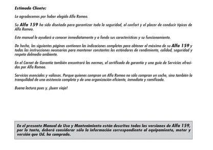 2005-2008 Alfa Romeo 159 Manuel du propriétaire | Espagnol