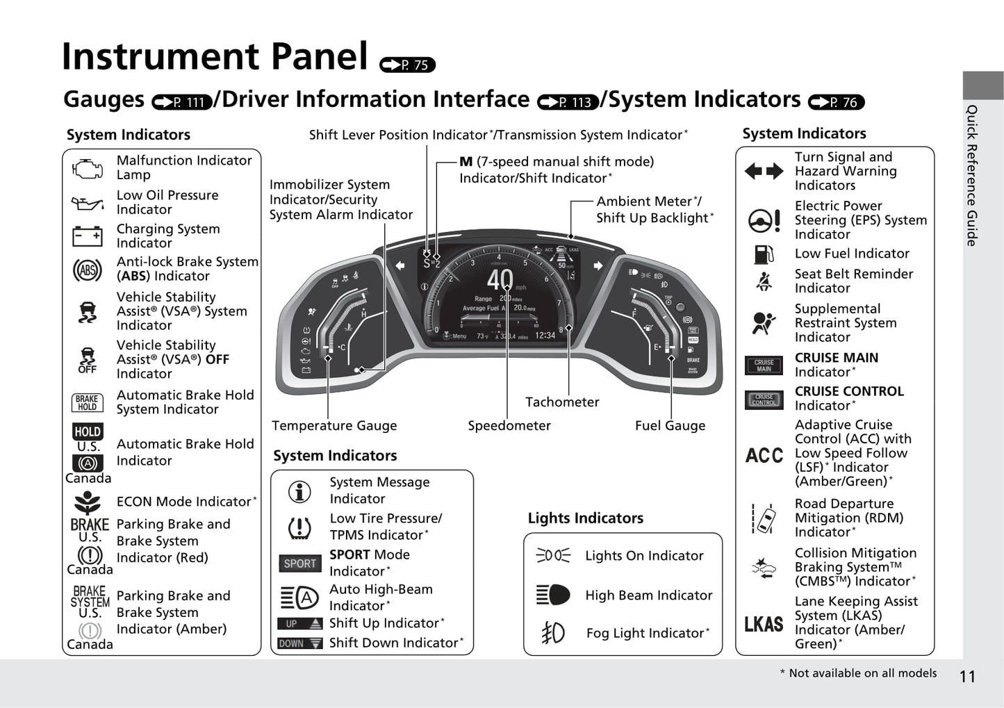 2019 Honda Civic Sedan Gasoline Owner's Manual | English