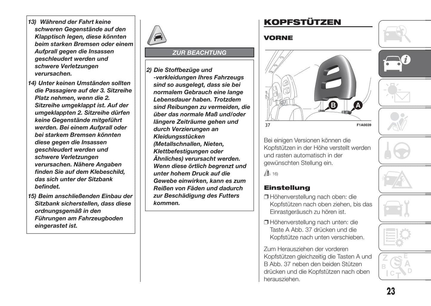 2015-2016 Fiat Ducato Owner's Manual | German