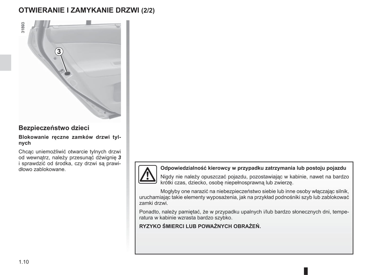 2012-2013 Renault Koleos Owner's Manual | Polish