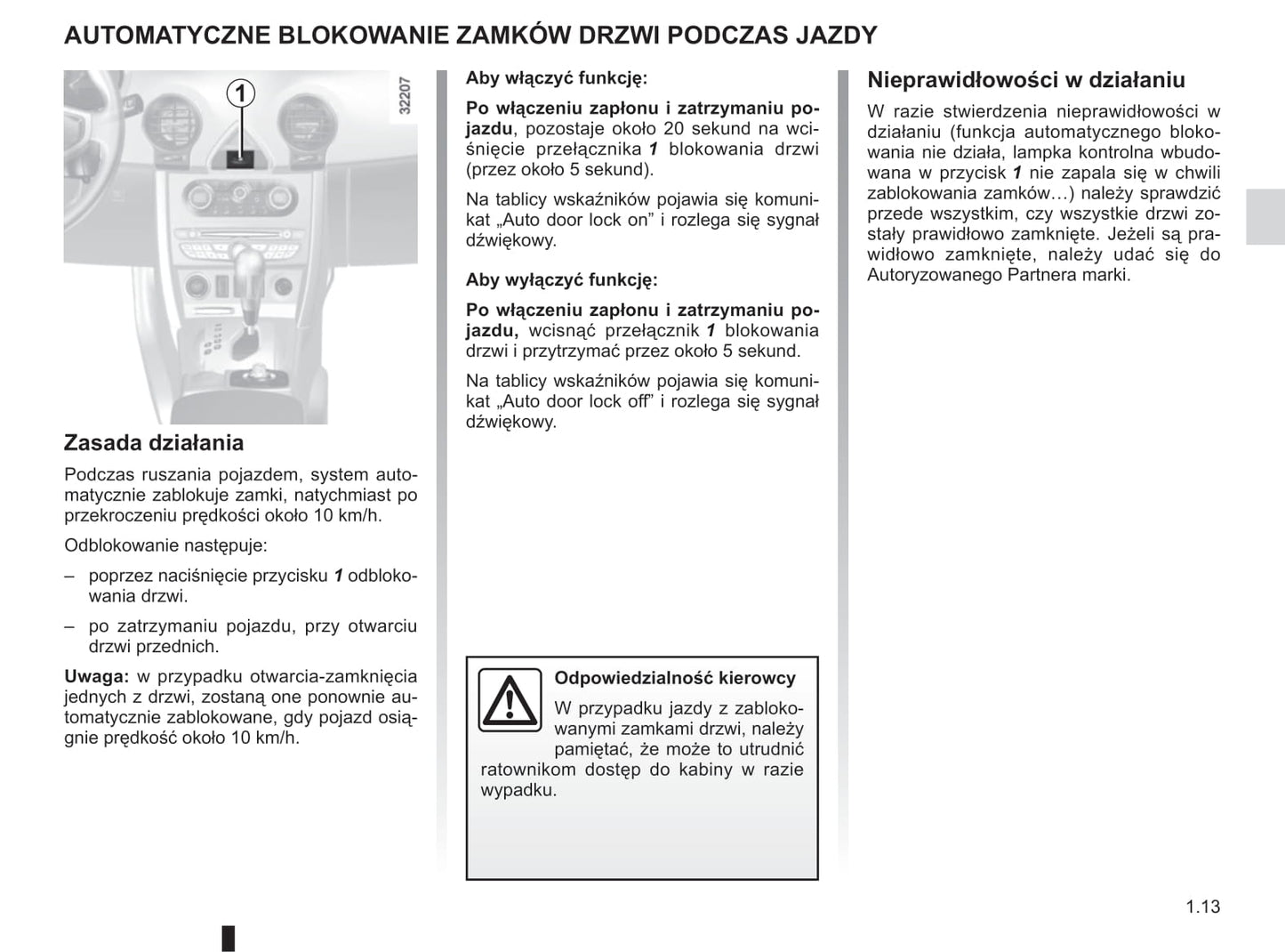 2012-2013 Renault Koleos Owner's Manual | Polish