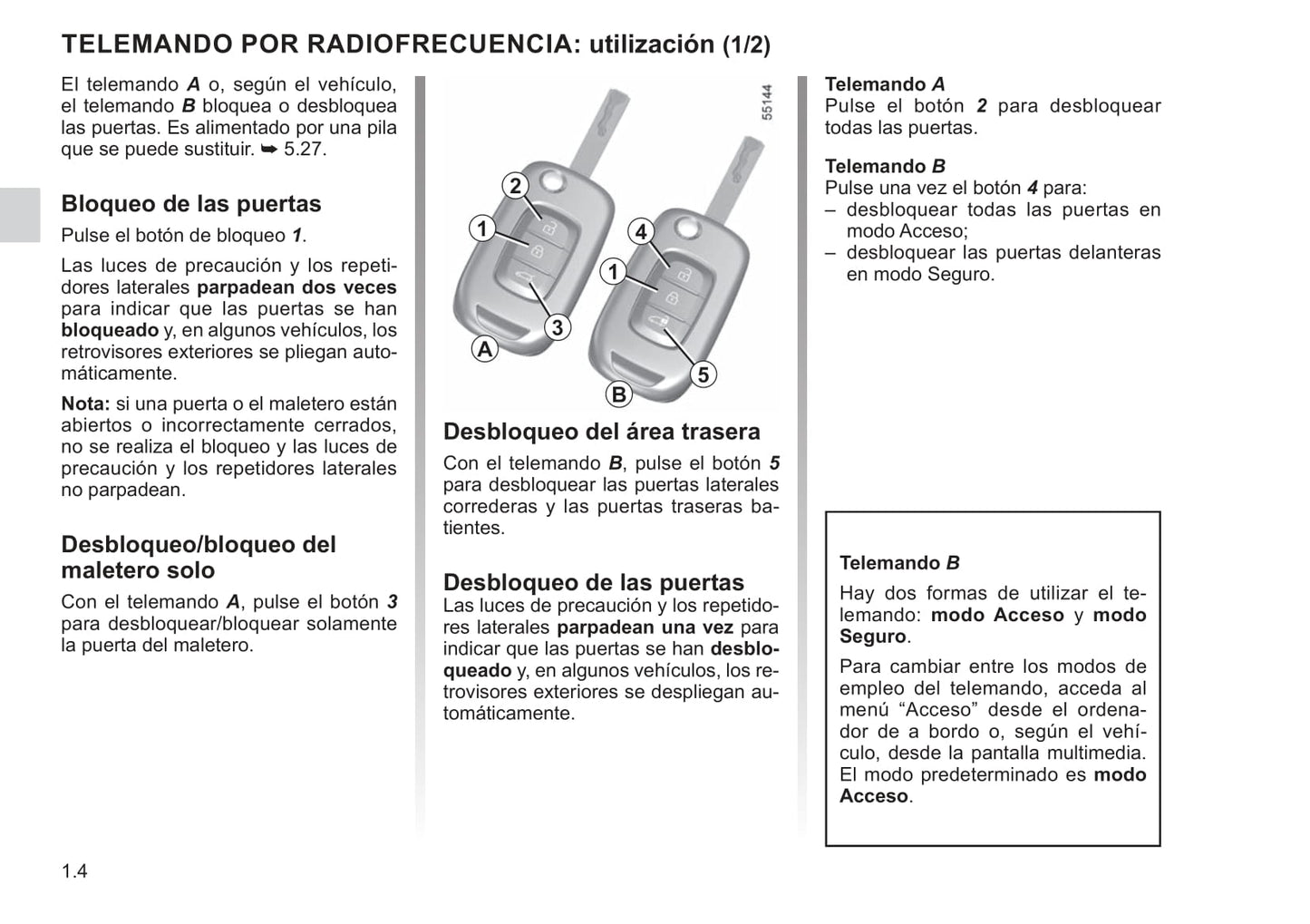 2021-2022 Renault Kangoo Owner's Manual | Spanish