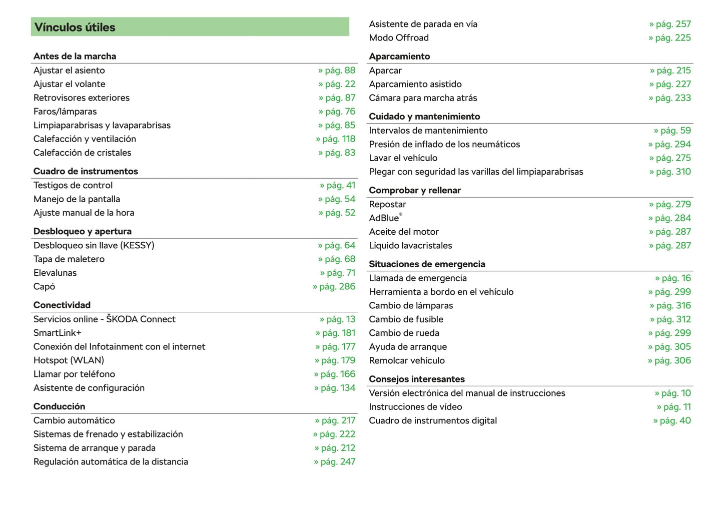 2019-2020 Skoda Octavia Gebruikershandleiding | Spaans