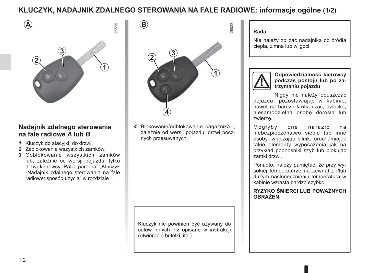 2018-2019 Renault Trafic Owner's Manual | Polish