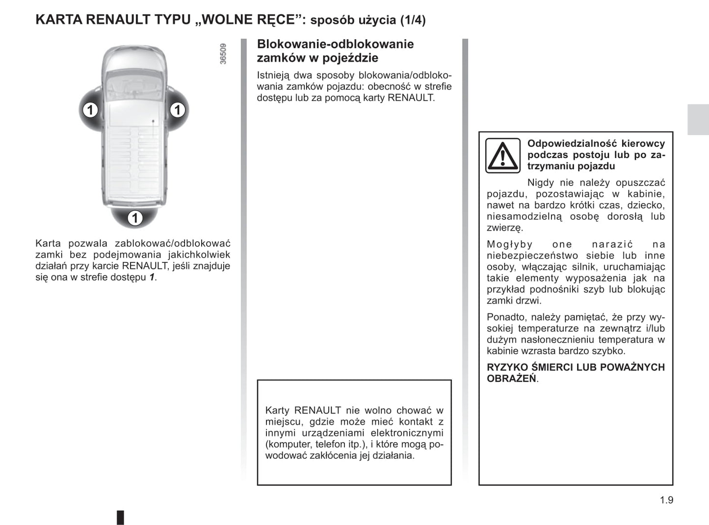 2018-2019 Renault Trafic Owner's Manual | Polish