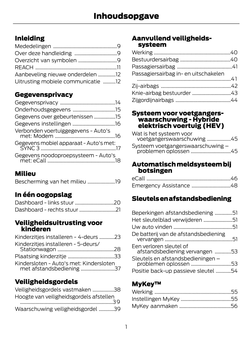 2021-2022 Ford Mondeo/Mondeo Hybrid Owner's Manual | Dutch