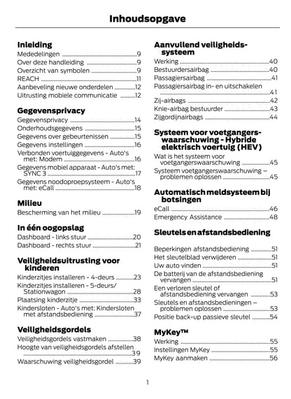 2021-2022 Ford Mondeo/Mondeo Hybrid Owner's Manual | Dutch