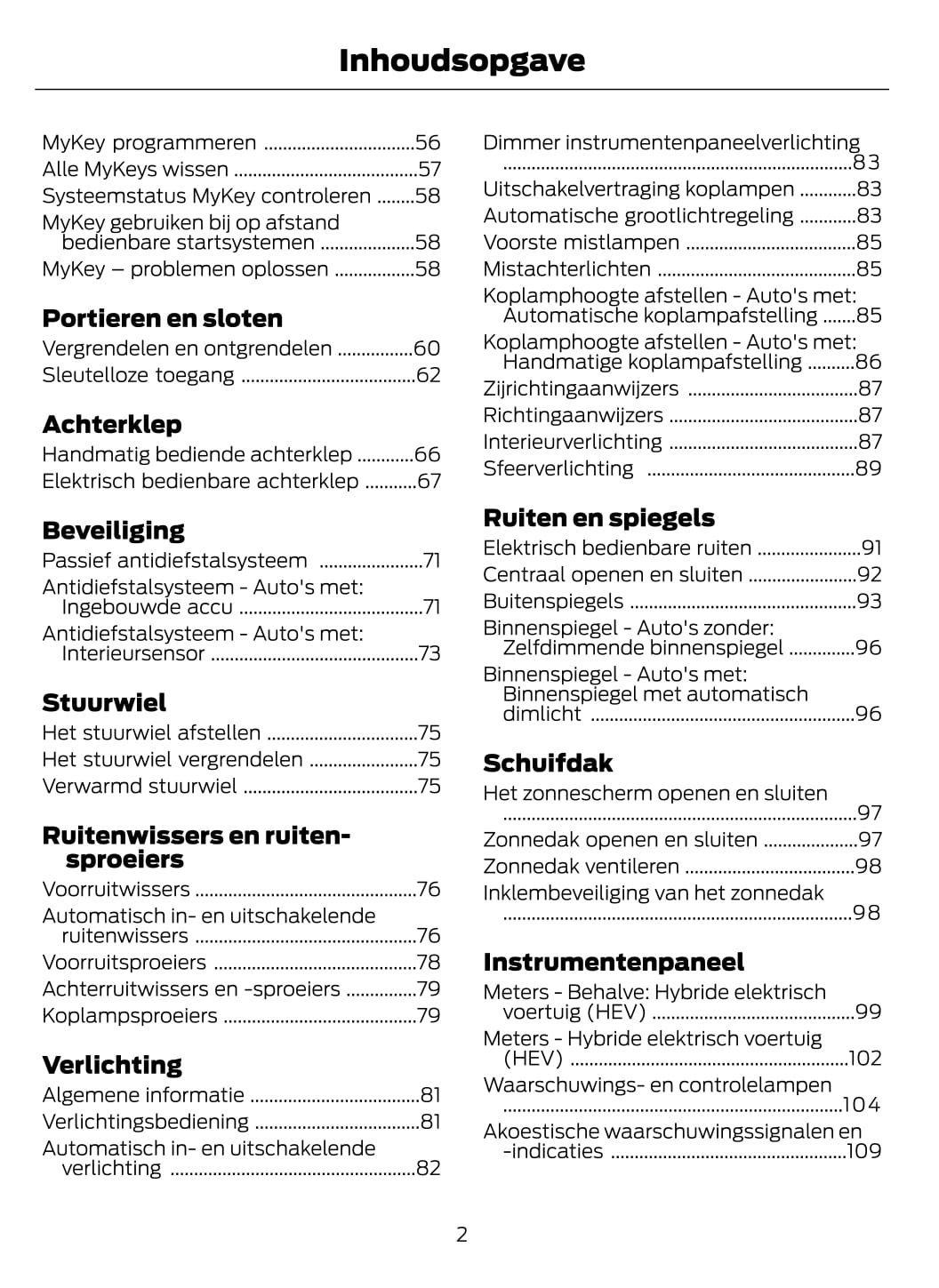 2021-2022 Ford Mondeo/Mondeo Hybrid Owner's Manual | Dutch