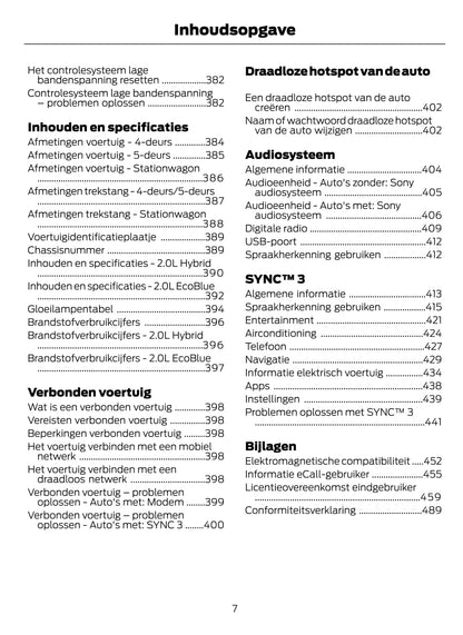 2021-2022 Ford Mondeo/Mondeo Hybrid Owner's Manual | Dutch