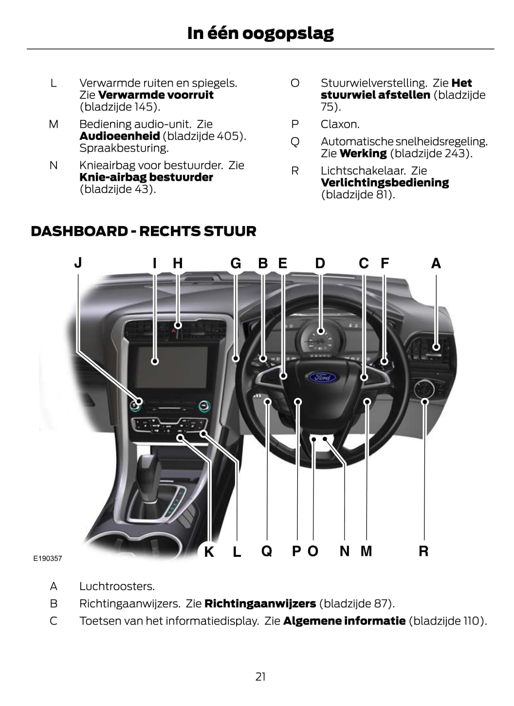 2021-2022 Ford Mondeo/Mondeo Hybrid Owner's Manual | Dutch