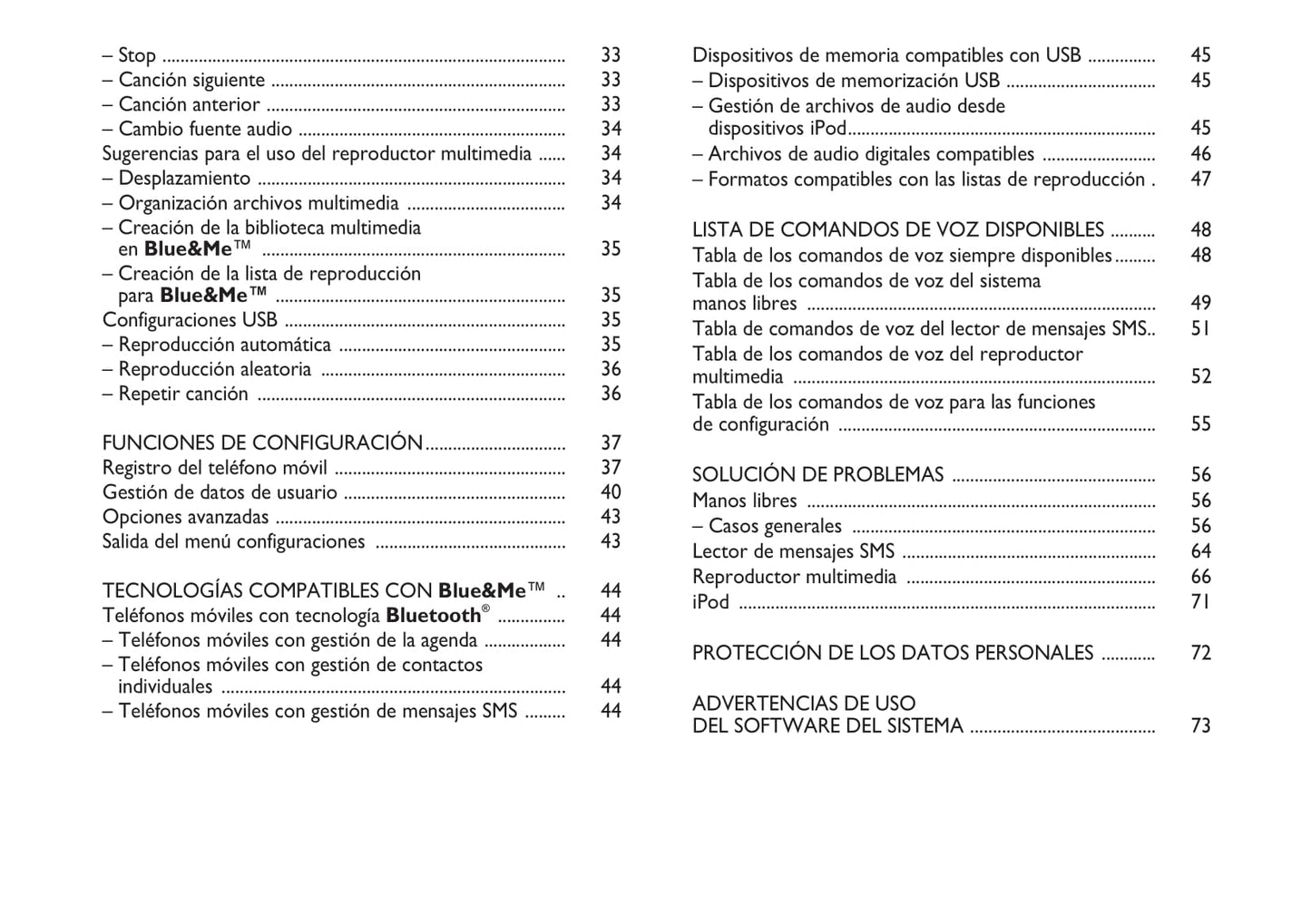 Abarth Punto Evo Blue&Me Instrucciones 2010 - 2012