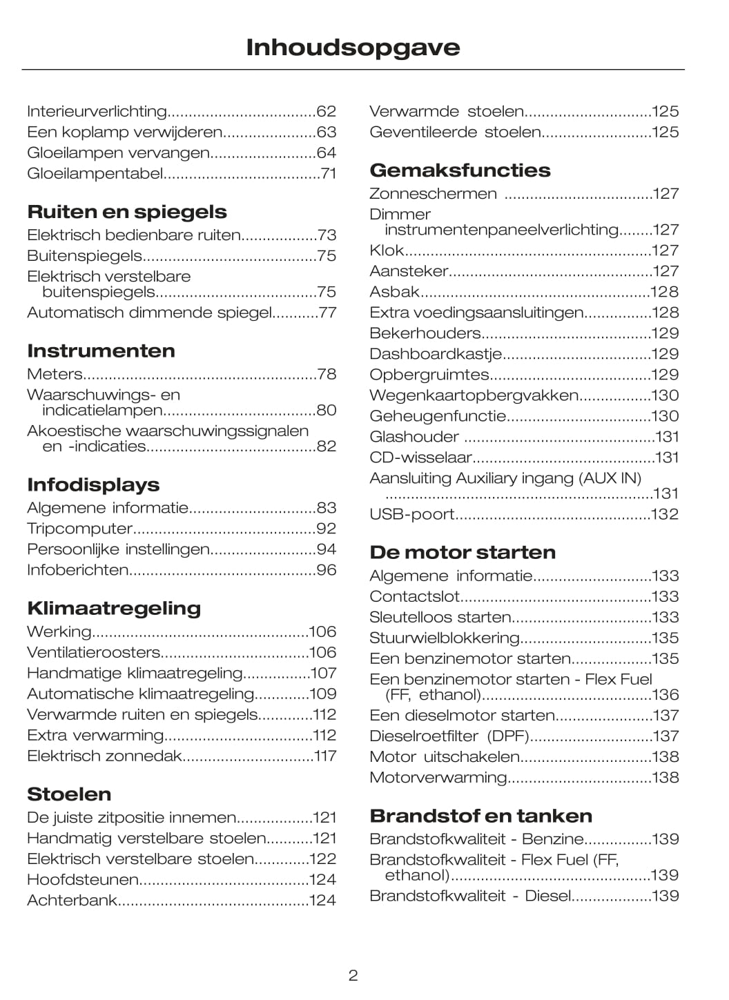 2009-2010 Ford Mondeo Owner's Manual | Dutch