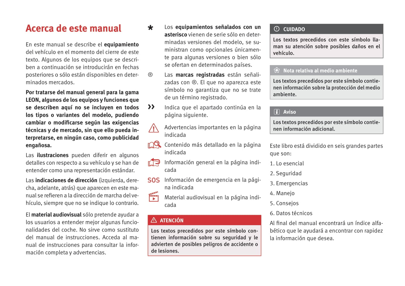 2016-2017 Seat Leon Owner's Manual | Spanish