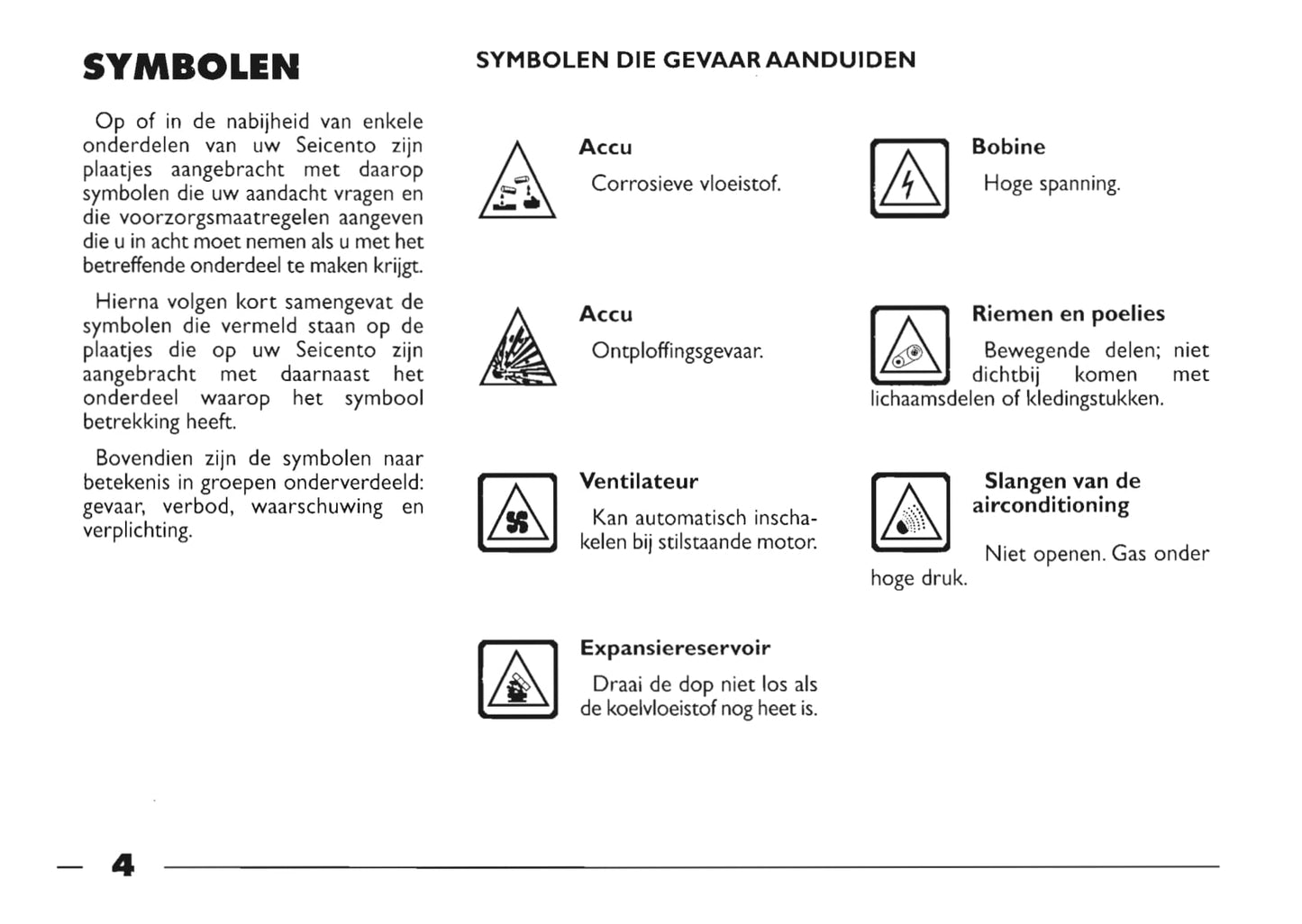 1999-2000 Fiat Seicento Gebruikershandleiding | Nederlands