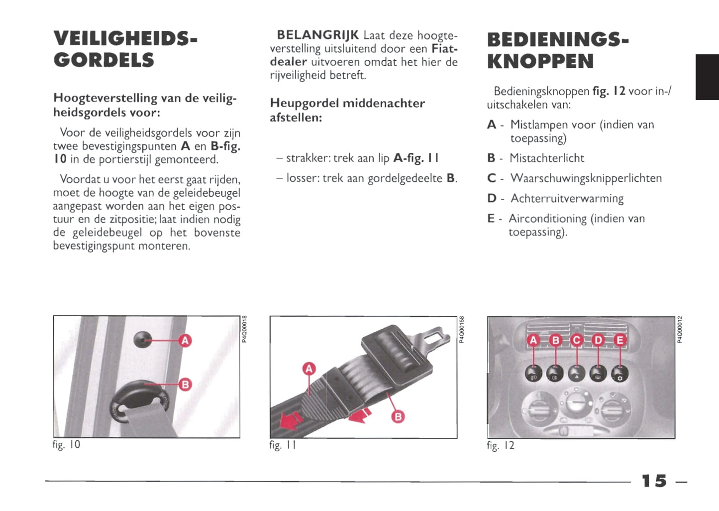 1999-2000 Fiat Seicento Gebruikershandleiding | Nederlands