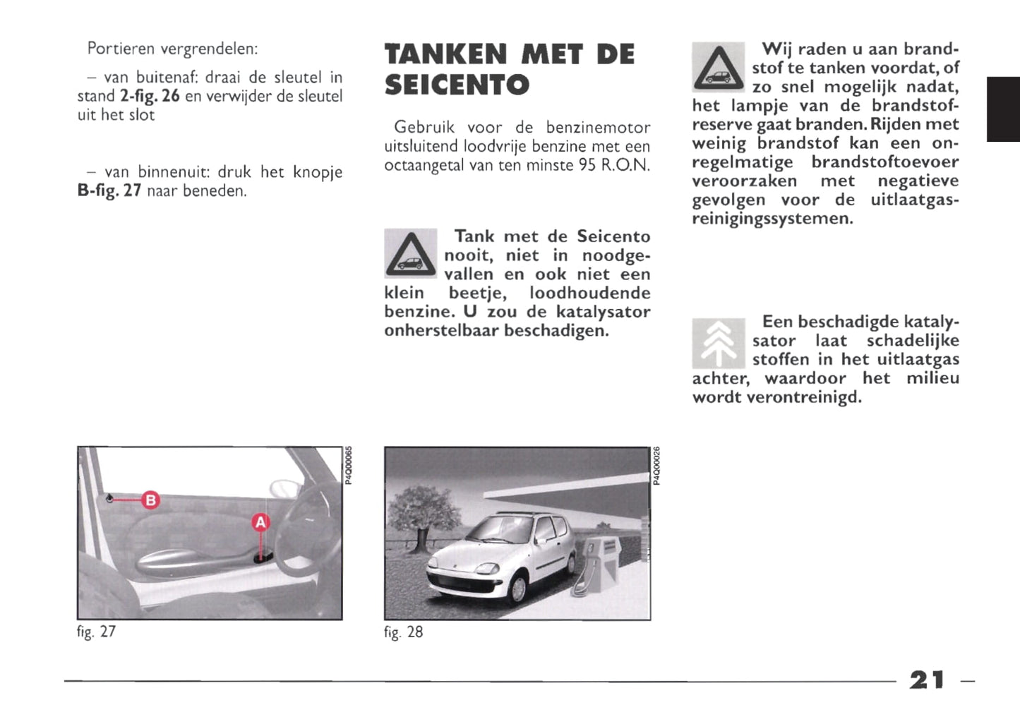 1999-2000 Fiat Seicento Gebruikershandleiding | Nederlands