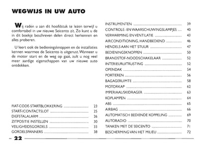 1999-2000 Fiat Seicento Gebruikershandleiding | Nederlands