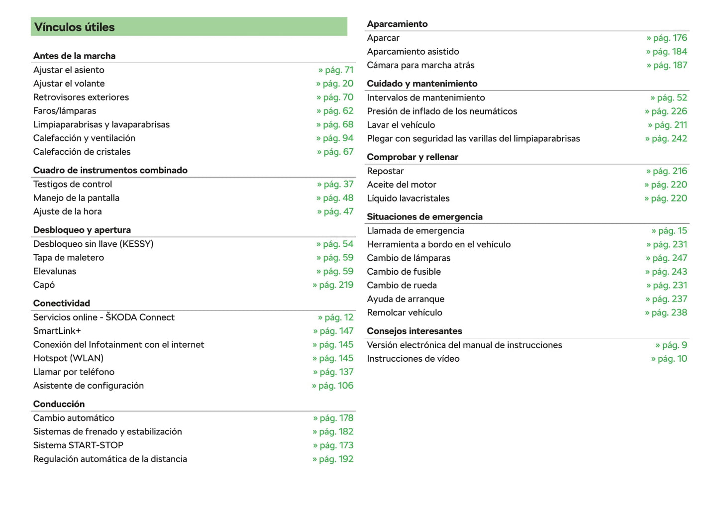 2019-2020 Skoda Fabia Owner's Manual | Spanish