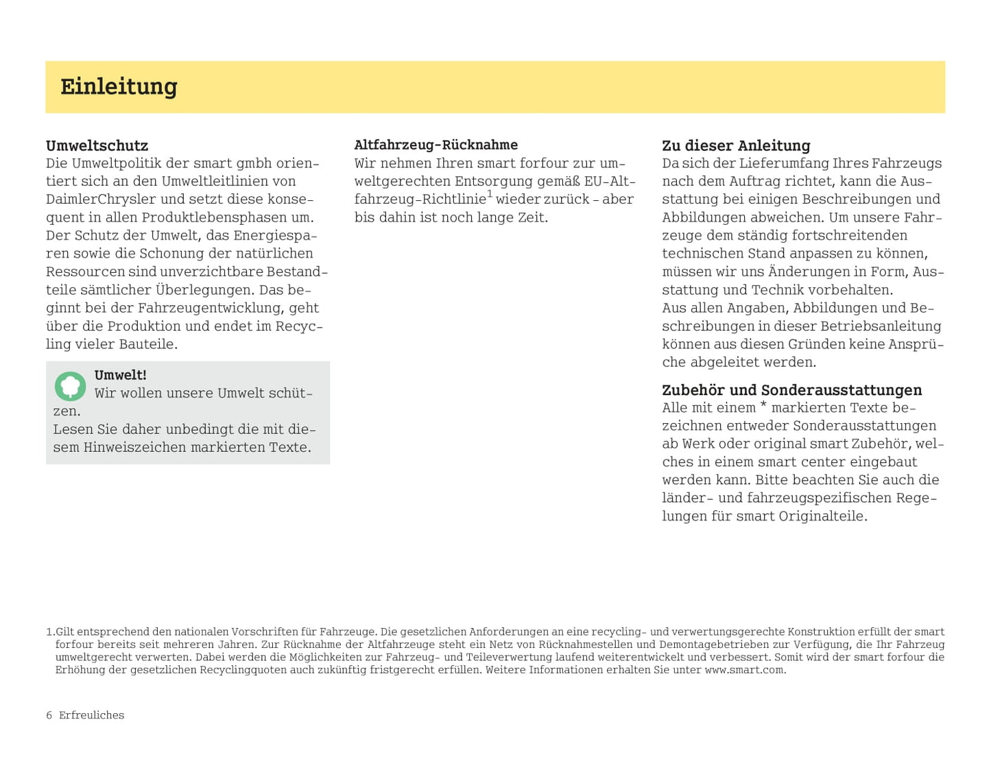 2003-2006 Smart Forfour Bedienungsanleitung | Deutsch