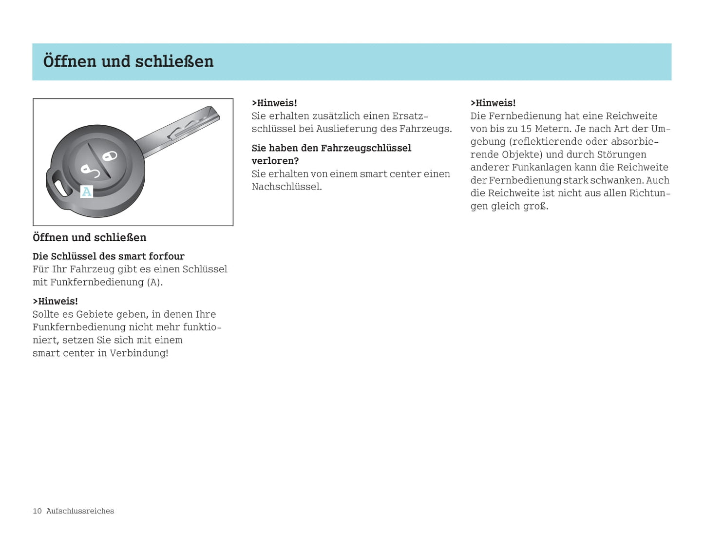 2003-2006 Smart Forfour Bedienungsanleitung | Deutsch