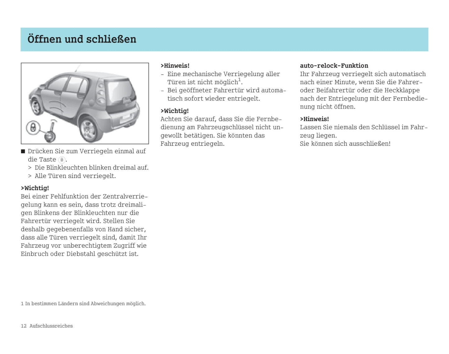 2003-2006 Smart Forfour Bedienungsanleitung | Deutsch