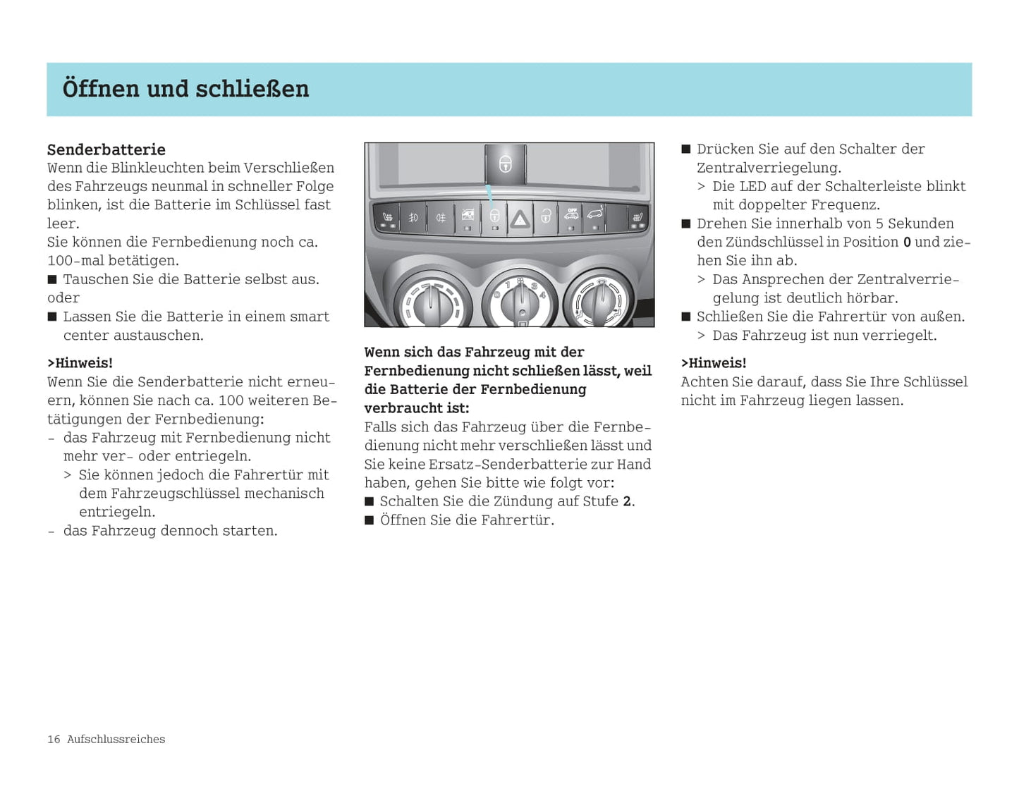 2003-2006 Smart Forfour Bedienungsanleitung | Deutsch