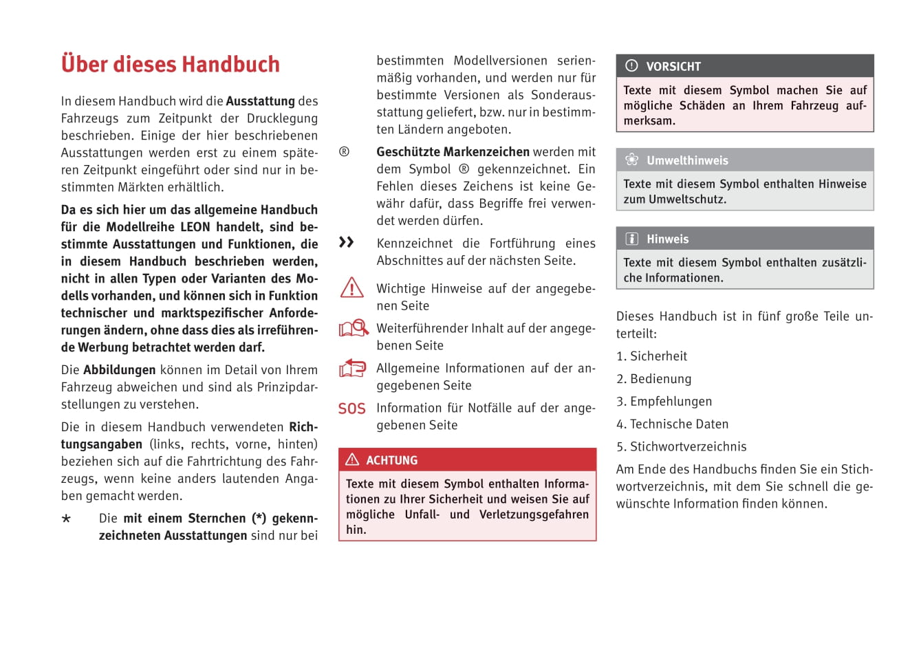 2014-2015 Seat Leon Owner's Manual | German