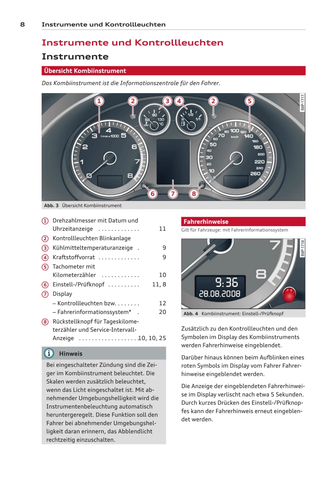 2008-2011 Audi A3 Sportback Owner's Manual | German