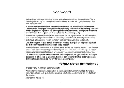 2000-2001 Toyota Land Cruiser 90 Owner's Manual | Dutch