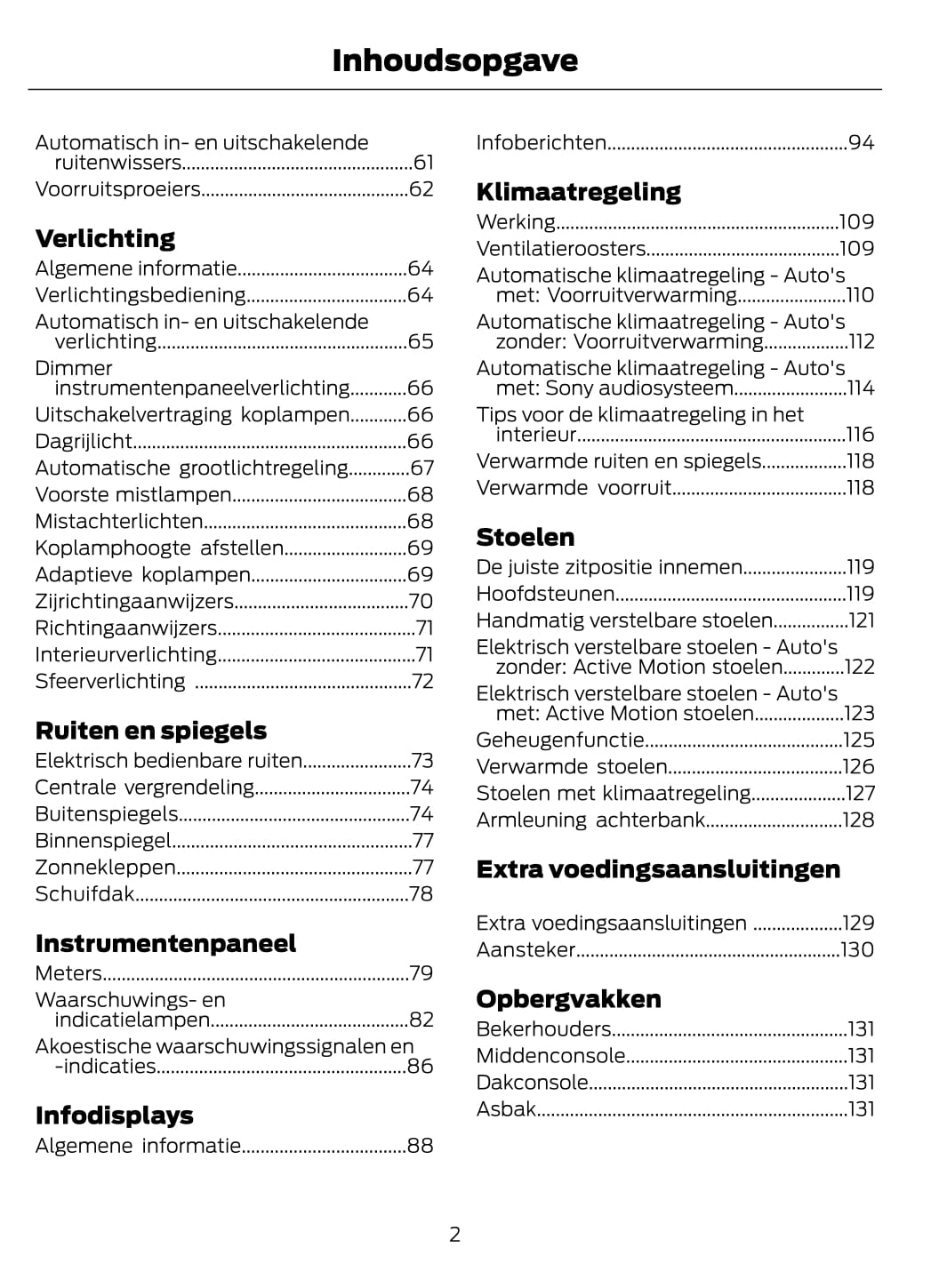 2014-2015 Ford Mondeo Hybrid Owner's Manual | Dutch