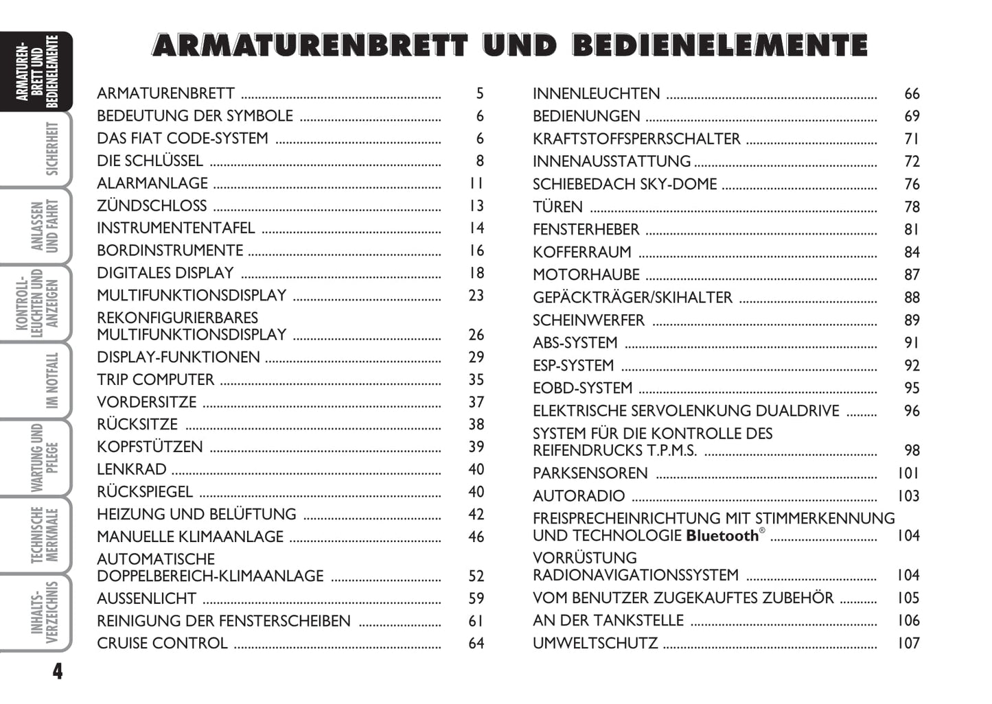 2007-2008 Fiat Punto/Grande Punto Owner's Manual | German