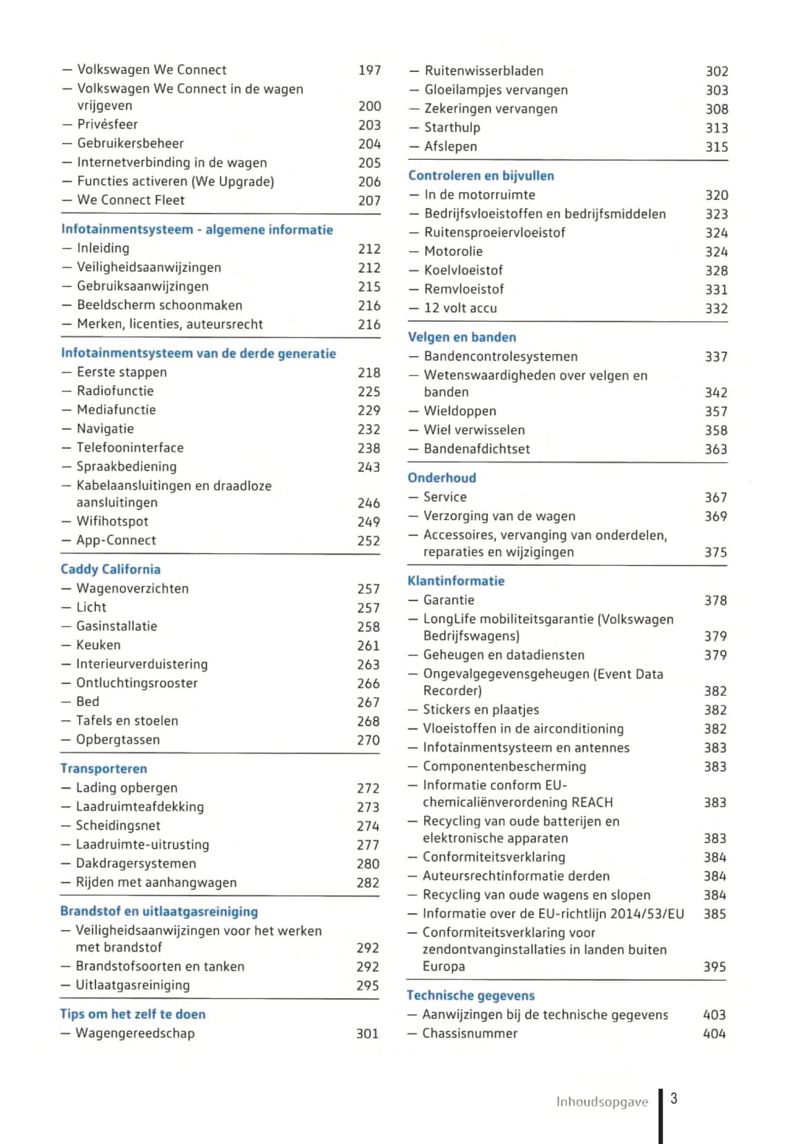 2020-2023 Volkswagen Caddy Owner's Manual | Dutch