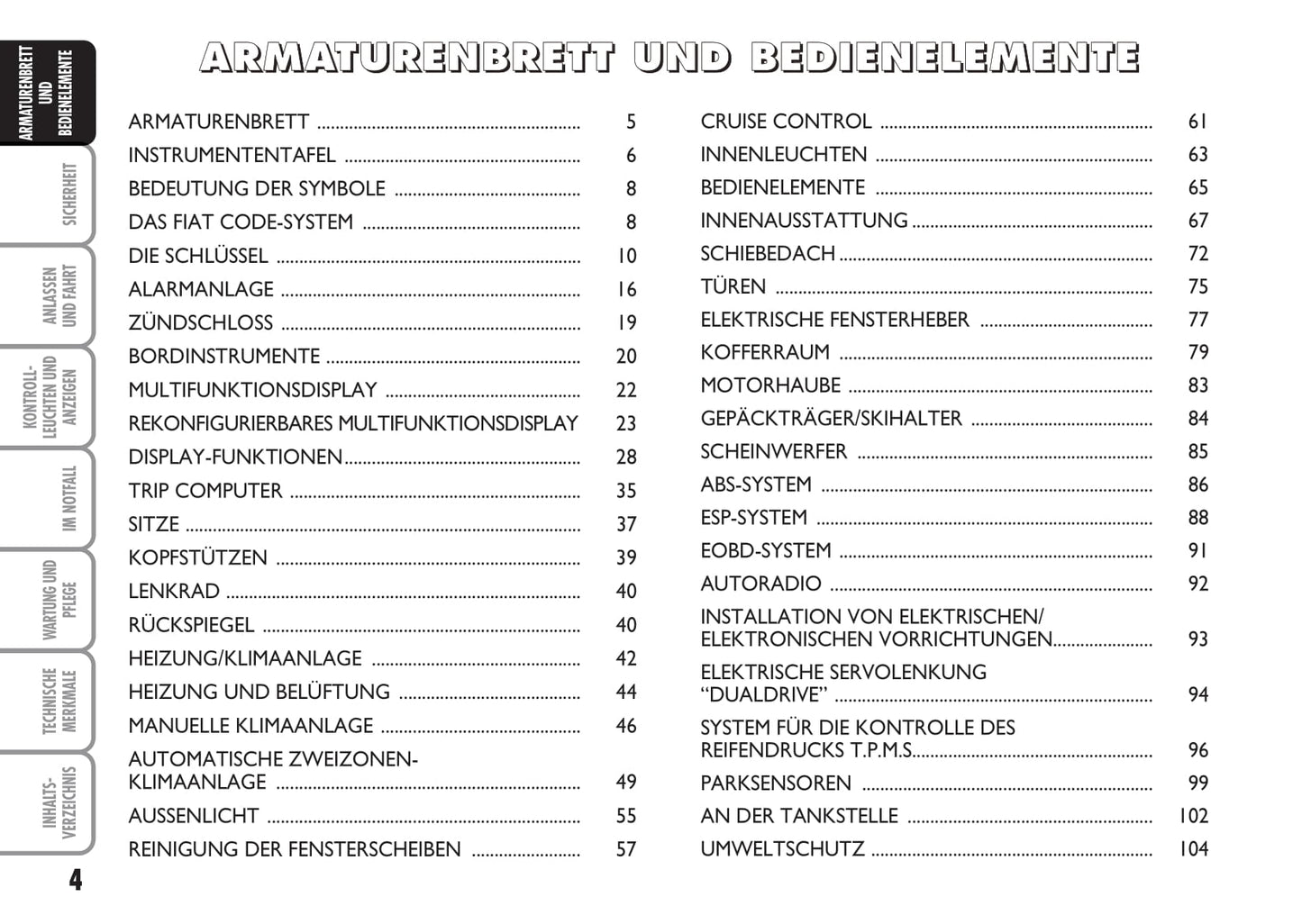 2009-2010 Fiat Bravo Owner's Manual | German