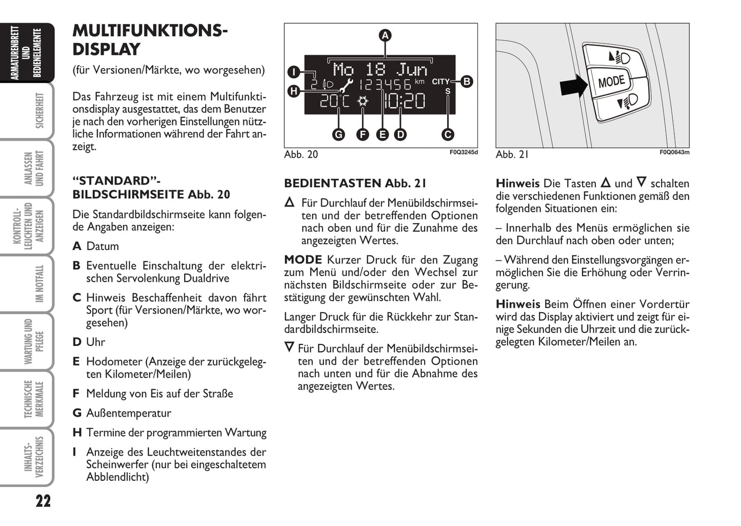 2009-2010 Fiat Bravo Owner's Manual | German